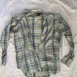 Thomas Dean Multicolor Plaid Button Down Shirt